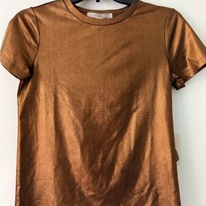 Forever 21 Shimmering Copper Short Sleeve Top